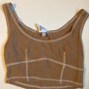 Princess Polly Beige Ribbed Crop Top - Carl Top